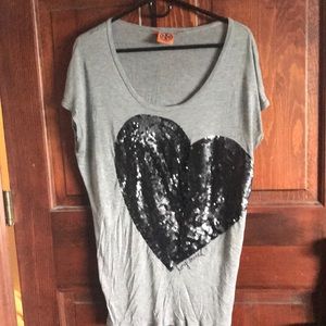 Tory Burch Sequin Heart Oversized T-Shirt
